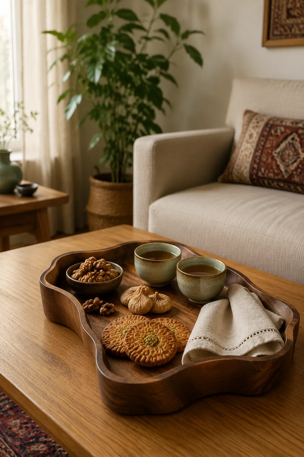 سینی پذیرایی چوبی مدل موج