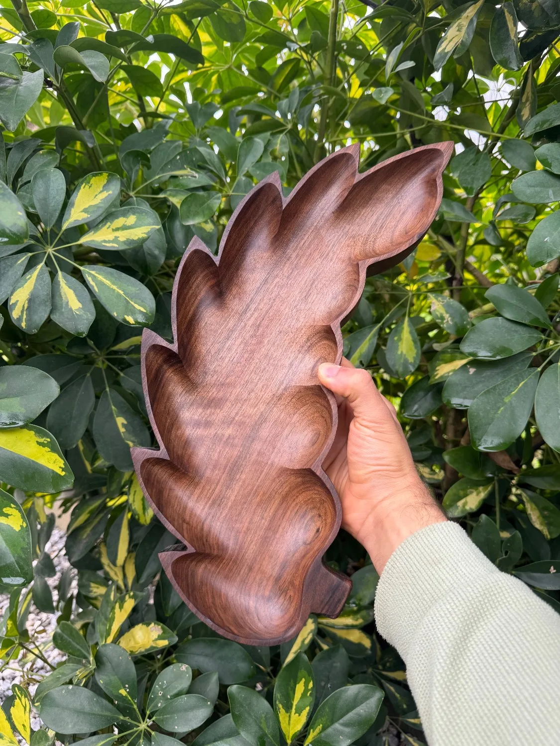 سینی چوبی طرح برگ پتوس