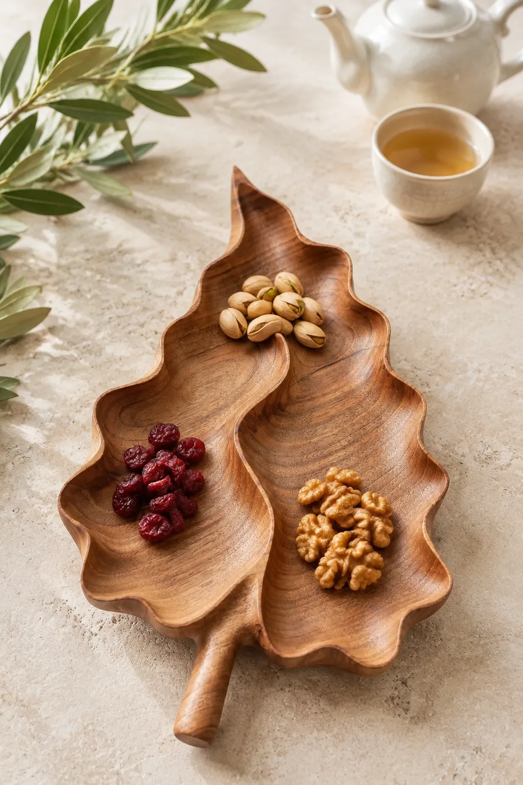 اردوخوری چوبی طرح برگ مدل «برگ‌آرا»