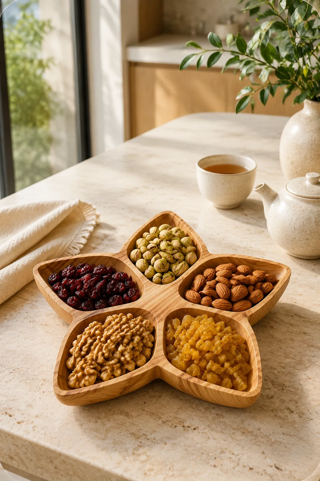 اردوخوری چوبی ۵ خانه طرح ستاره (مدل گل)
