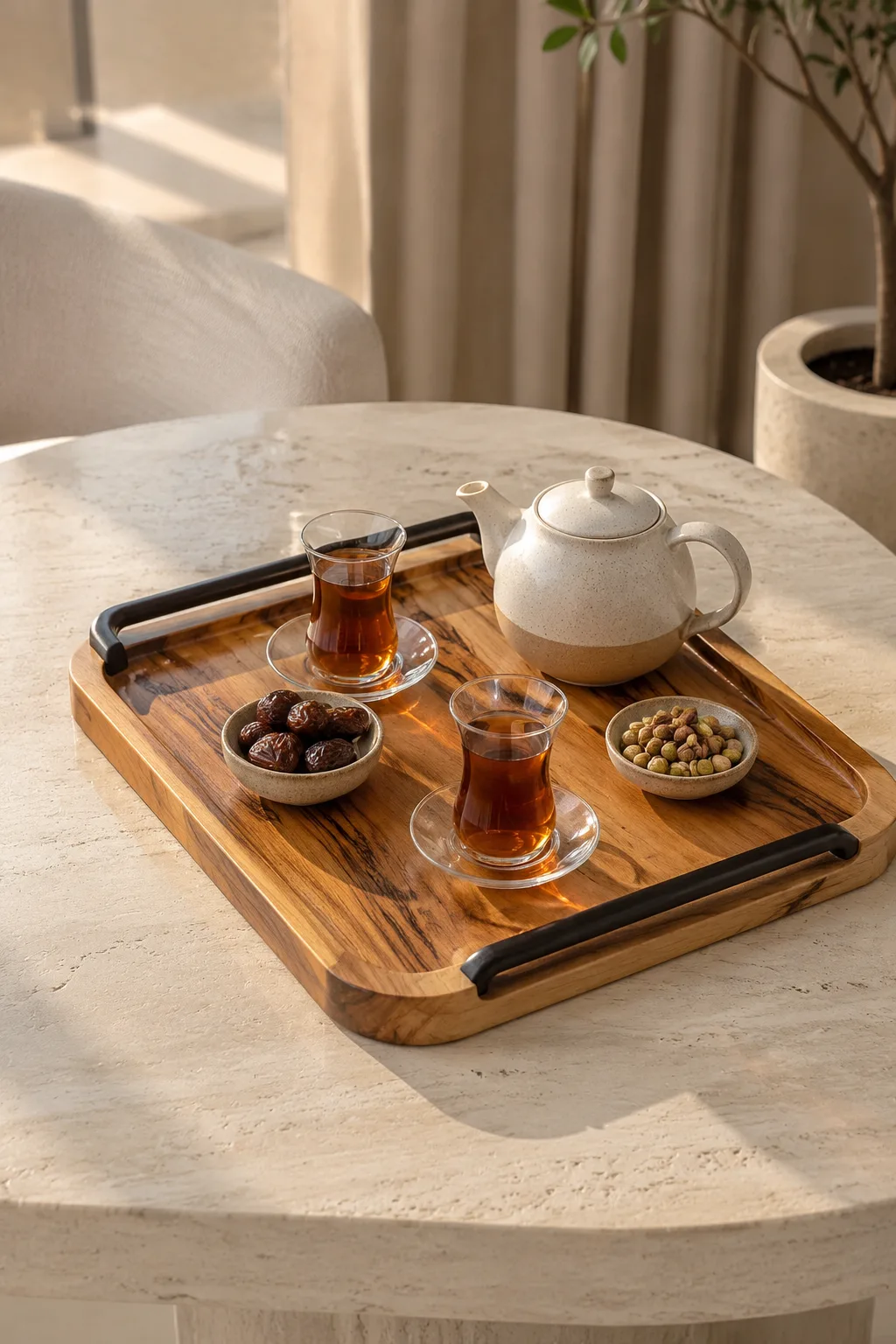 سینی پذیرایی چوبی مدل «آروین»